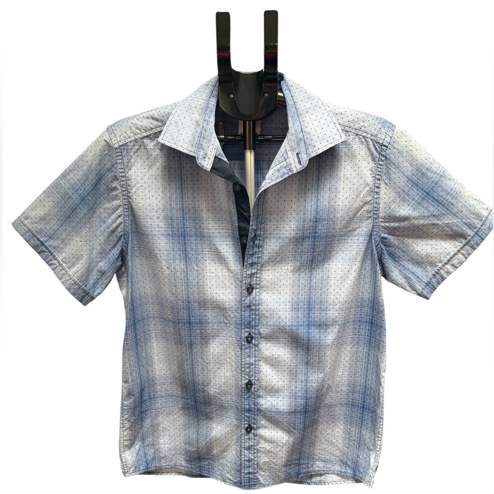Horst Men's Blue Plaid Short Sleeve Shirt, M